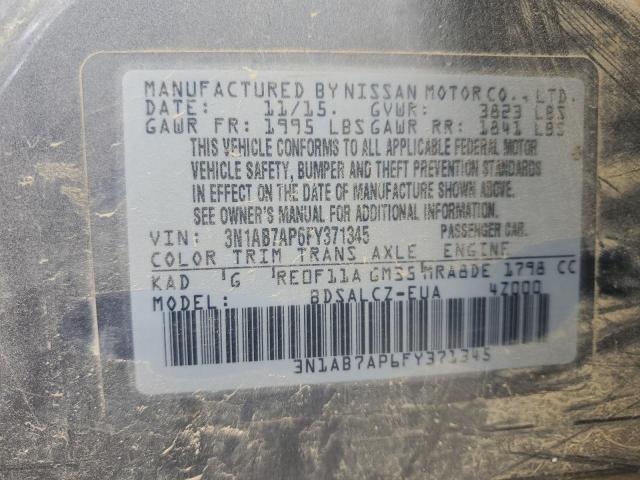 2015 NISSAN SENTRA S - 3N1AB7AP6FY371345