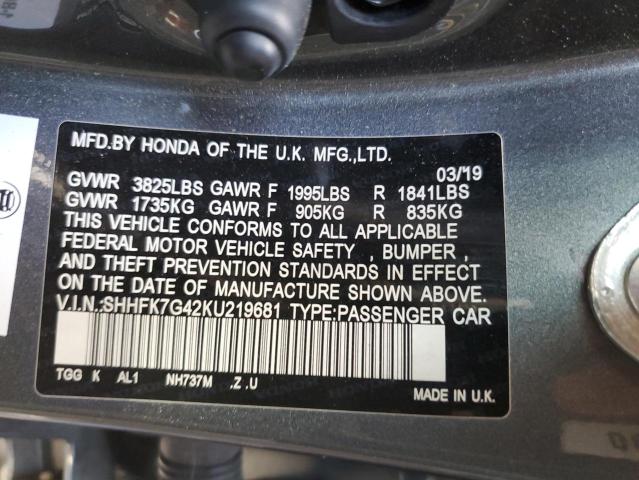 2019 HONDA CIVIC SPOR - SHHFK7G42KU219681
