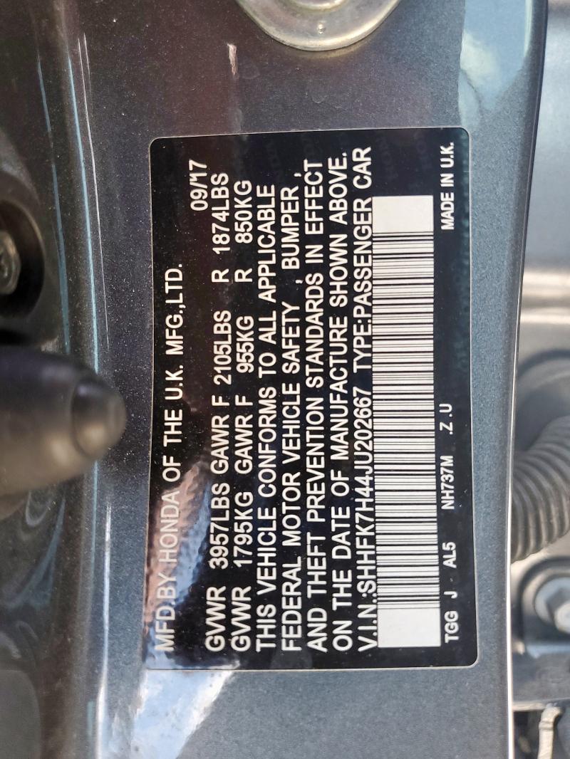2018 HONDA CIVIC SPOR - SHHFK7H44JU202667