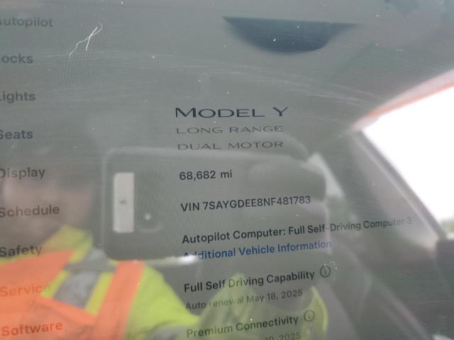 2022 TESLA MODEL Y - 7SAYGDEE8NF481783