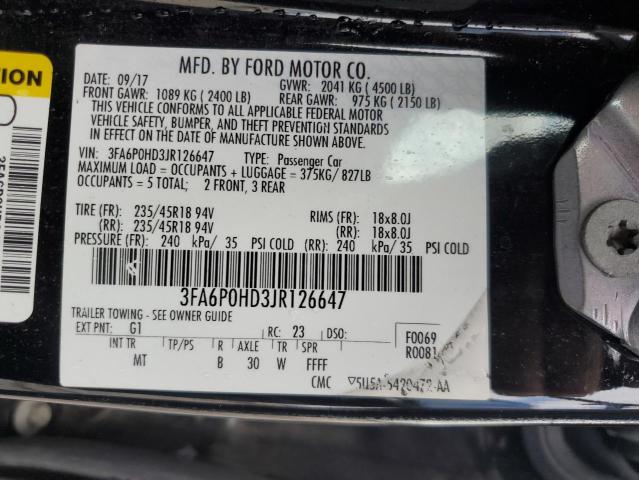 2018 FORD FUSION SE - 3FA6P0HD3JR126647