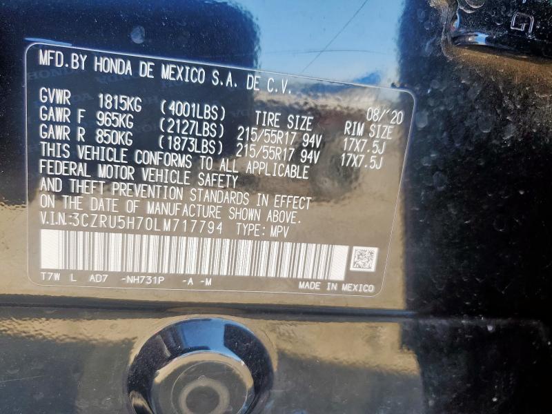 2020 HONDA HR-V EXL 3CZRU5H70LM717794