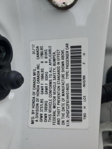 2017 HONDA CIVIC LX 2HGFC2F61HH514635