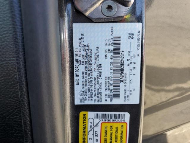 2017 FORD FUSION SE - 3FA6P0HD2HR242349