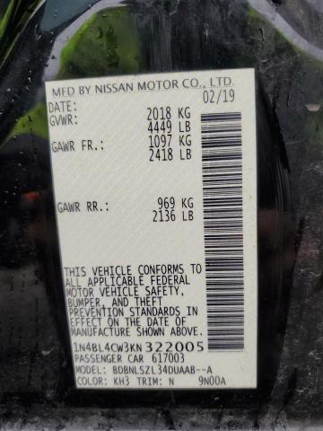 2019 NISSAN ALTIMA SR - 1N4BL4CW3KN322005