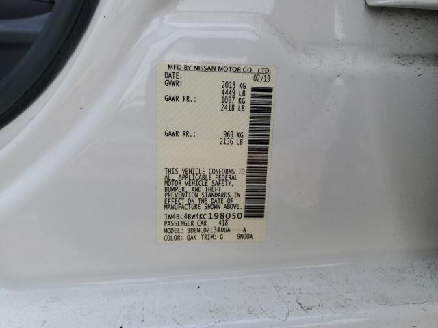 2019 NISSAN ALTIMA S 1N4BL4BW4KC198050