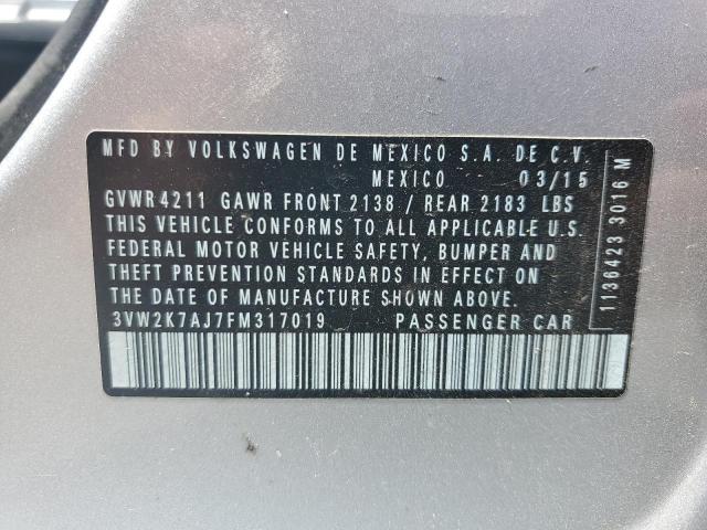 2015 VOLKSWAGEN JETTA BASE - 3VW2K7AJ7FM317019