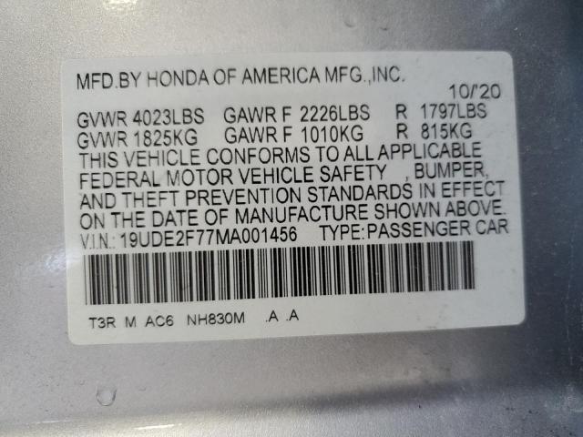 2021 ACURA ILX PREMIU 19UDE2F77MA001456