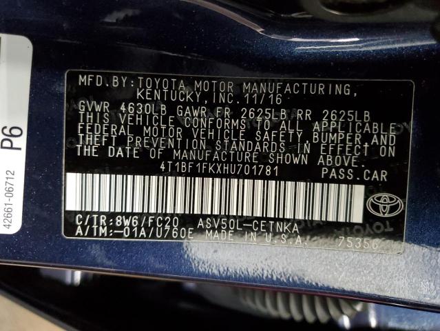 2017 TOYOTA CAMRY LE - 4T1BF1FKXHU701781