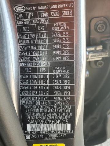 2019 LAND ROVER RANGE ROVE - SALVP2RX7KH349215