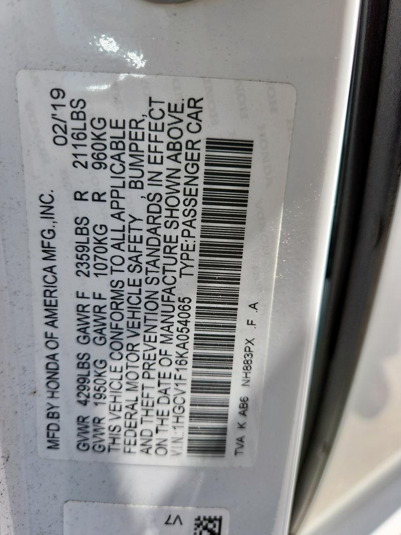 2019 HONDA ACCORD LX - 1HGCV1F16KA054065