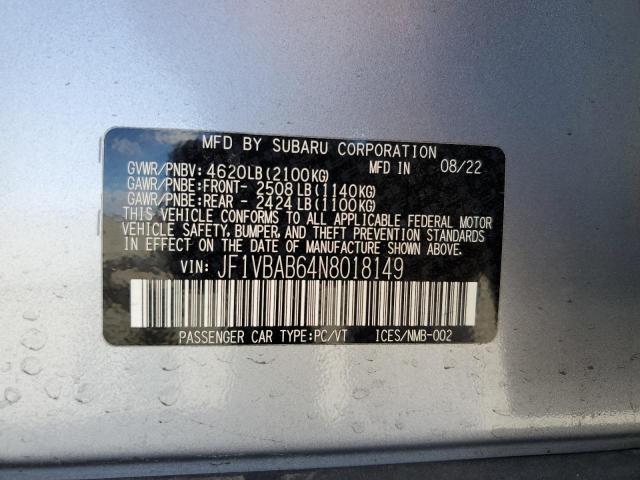 2022 SUBARU WRX JF1VBAB64N8018149