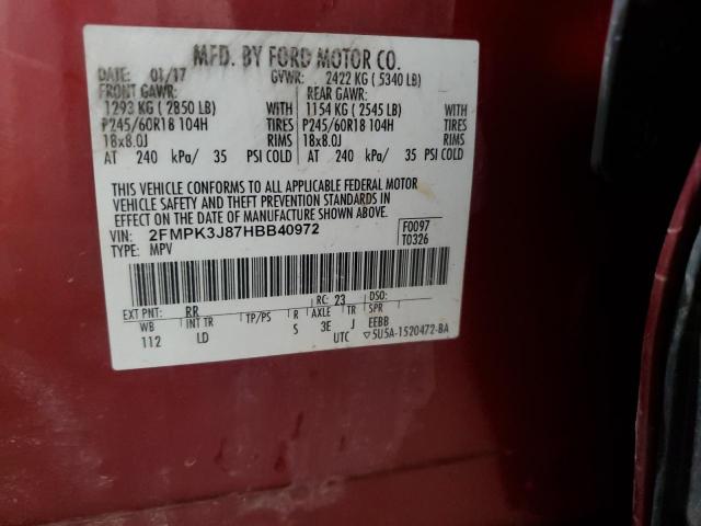 2017 FORD EDGE SEL - 2FMPK3J87HBB40972