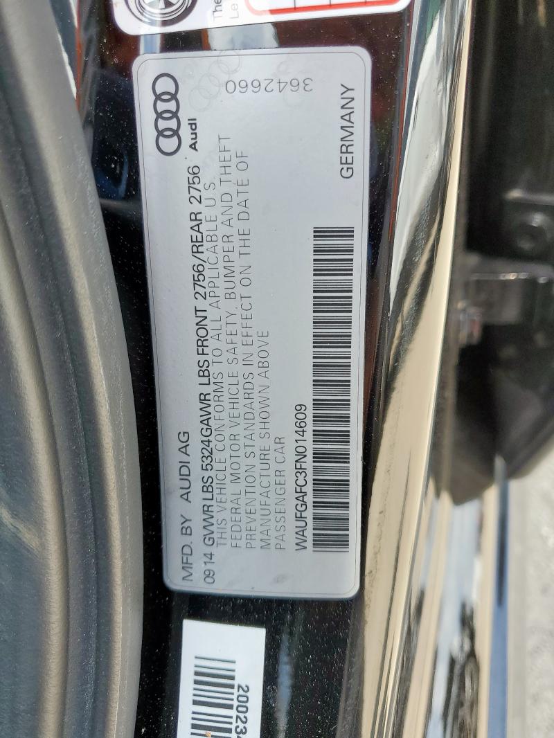 2015 AUDI A6 PREMIUM WAUFGAFC3FN014609