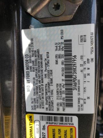 2017 FORD FUSION S - 3FA6P0G73HR397956