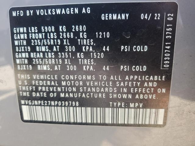 2022 VOLKSWAGEN ID.4 PRO WVGJNPE27NP039798