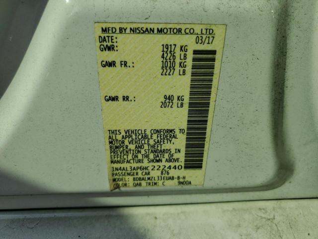 2017 NISSAN ALTIMA 2.5 - 1N4AL3AP6HC222440