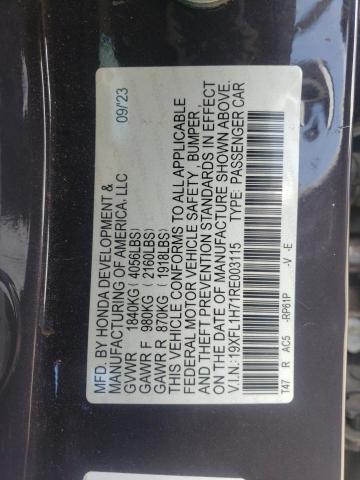 2024 HONDA CIVIC EXL 19XFL1H71RE003115