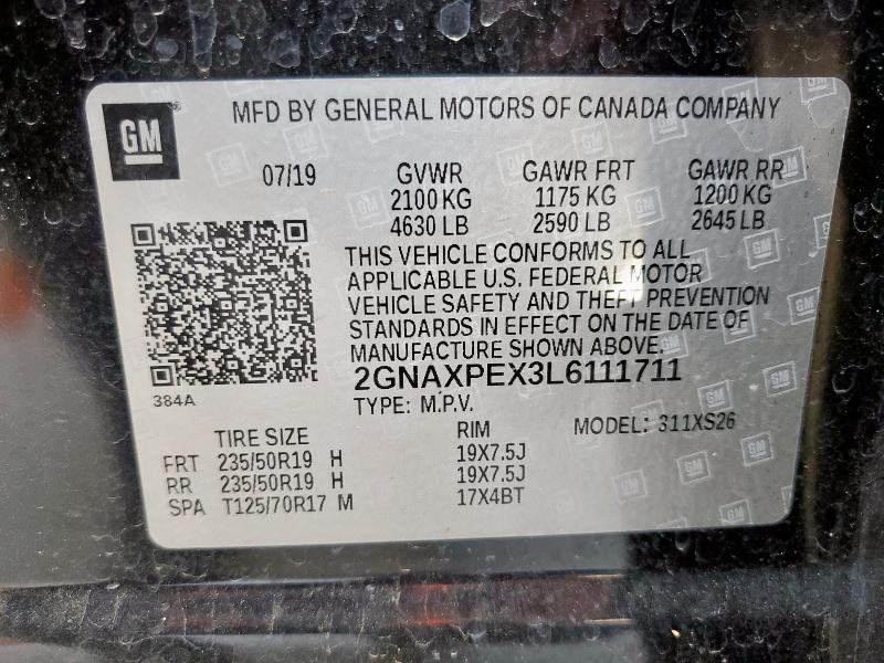 2020 CHEVROLET EQUINOX PR - 2GNAXPEX3L6111711