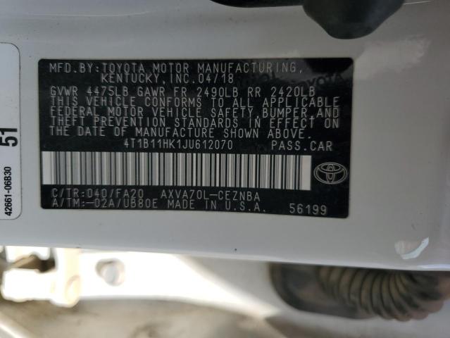 2018 TOYOTA CAMRY L - 4T1B11HK1JU612070