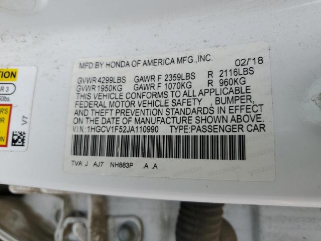 2018 HONDA ACCORD EXL 1HGCV1F52JA110990