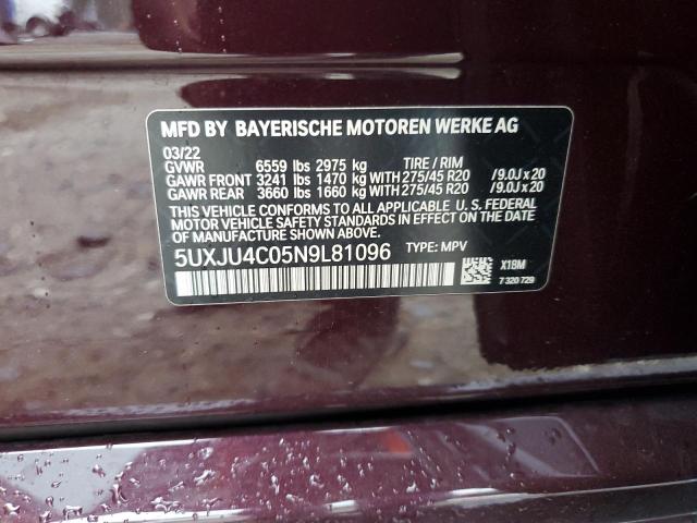 2022 BMW X5 M50I 5UXJU4C05N9L81096