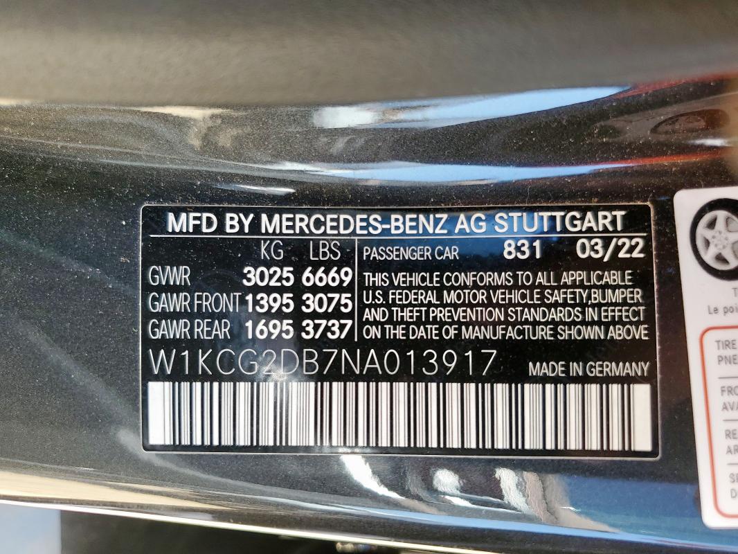 2022 MERCEDES-BENZ EQS SEDAN - W1KCG2DB7NA013917