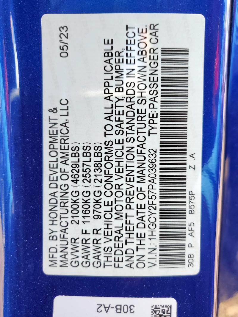 2023 HONDA ACCORD HYB - 1HGCY2F57PA039632