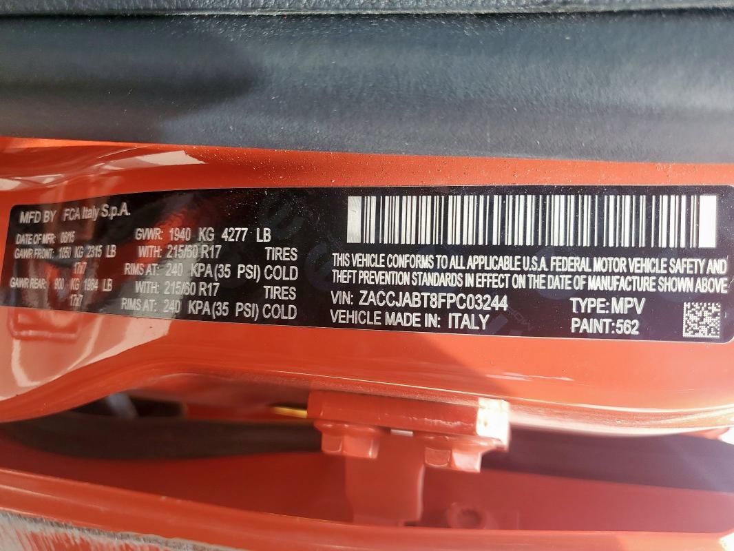 2015 JEEP RENEGADE L ZACCJABT8FPC03244