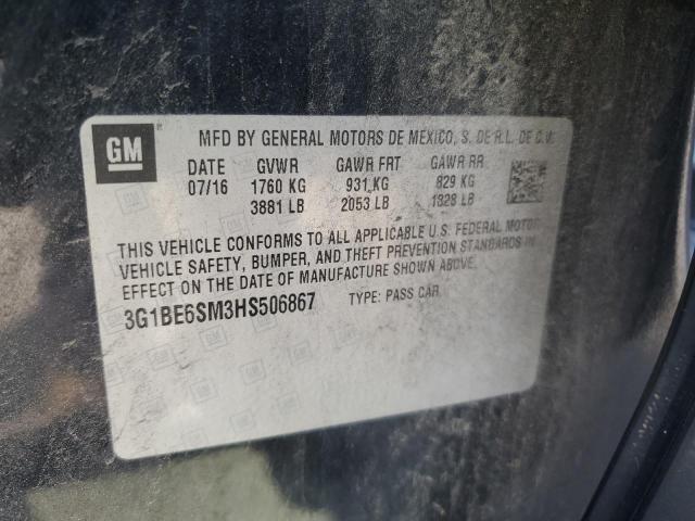 2017 CHEVROLET CRUZE LT - 3G1BE6SM3HS506867