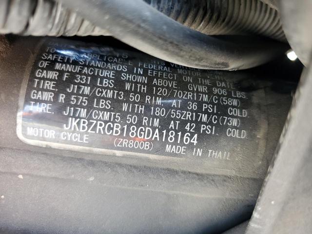 2016 KAWASAKI ZR800 B JKBZRCB18GDA18164