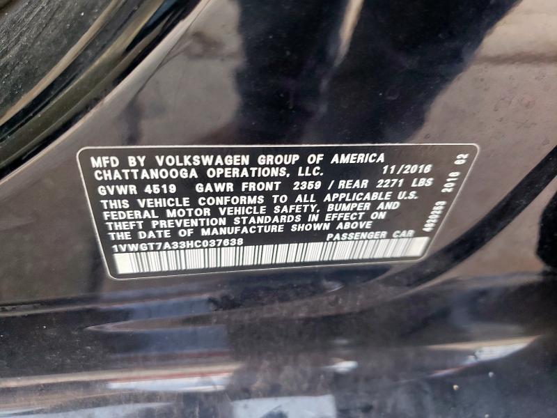 2017 VOLKSWAGEN PASSAT SE 1VWGT7A33HC037638