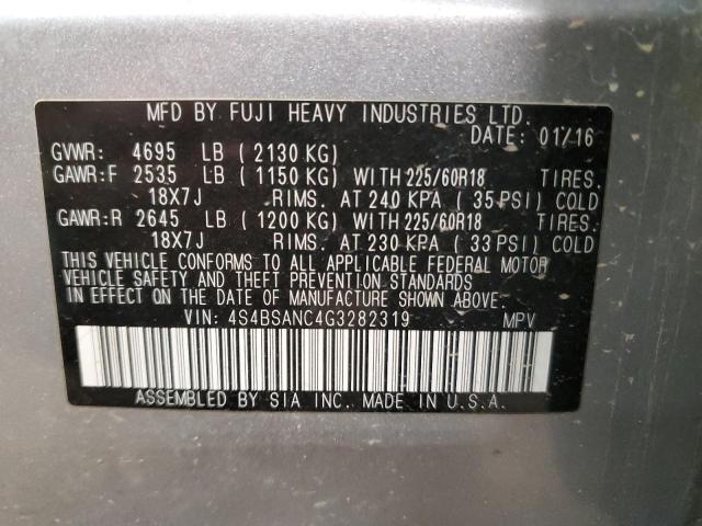 2016 SUBARU OUTBACK 2. - 4S4BSANC4G3282319