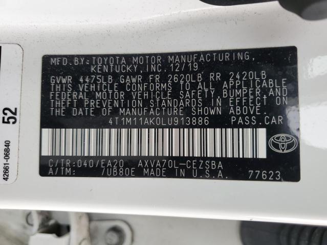 2020 TOYOTA CAMRY SE 4T1M11AK0LU913886