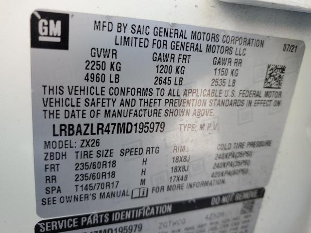 2021 BUICK ENVISION P LRBAZLR47MD195979