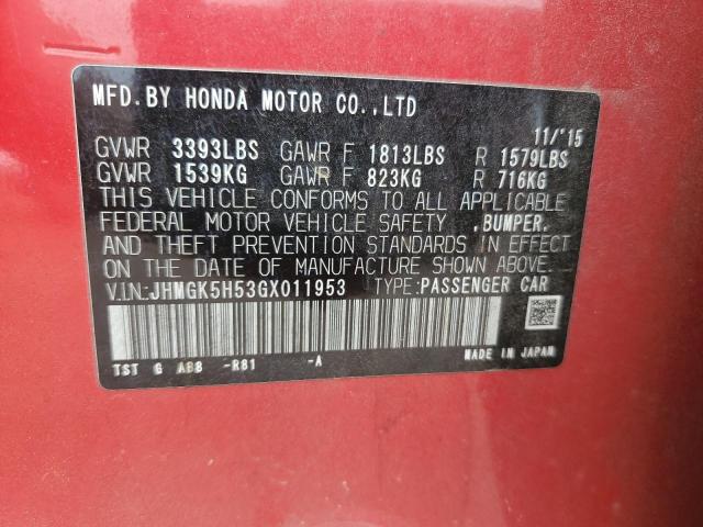 2016 HONDA FIT LX JHMGK5H53GX011953