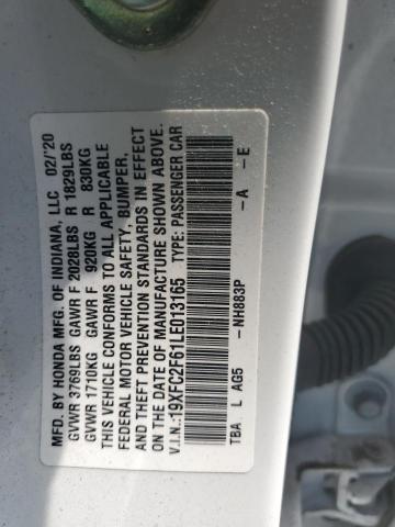 2020 HONDA CIVIC LX - 19XFC2F61LE013165