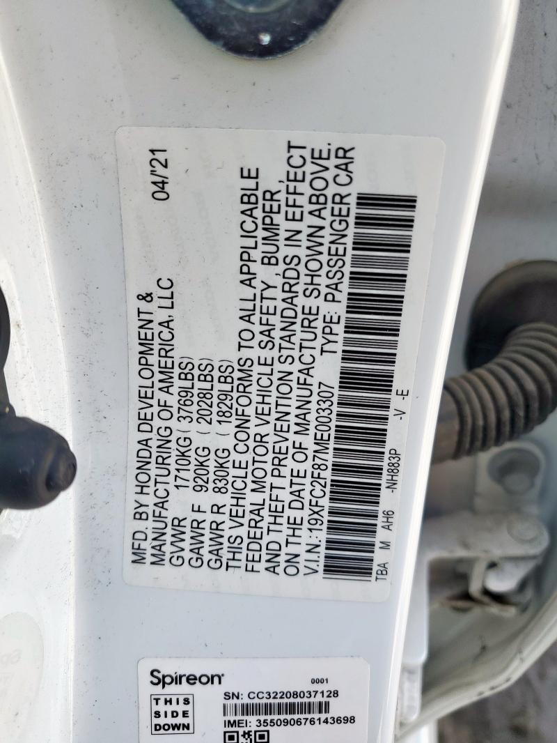2021 HONDA CIVIC SPOR - 19XFC2F87ME003307