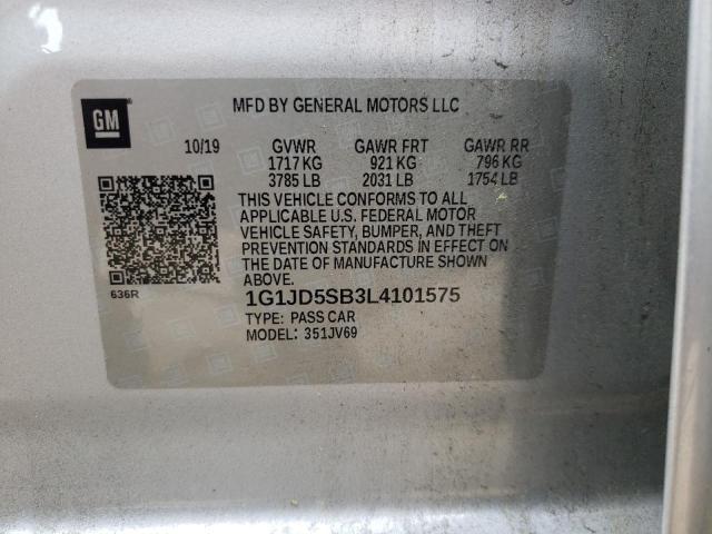 2020 CHEVROLET SONIC LT - 1G1JD5SB3L4101575