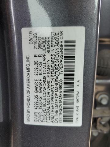 2019 HONDA ACCORD EX - 1HGCV1F48KA155330