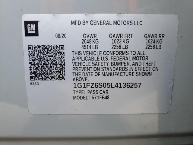 2020 CHEVROLET BOLT EV PR 1G1FZ6S05L4136257