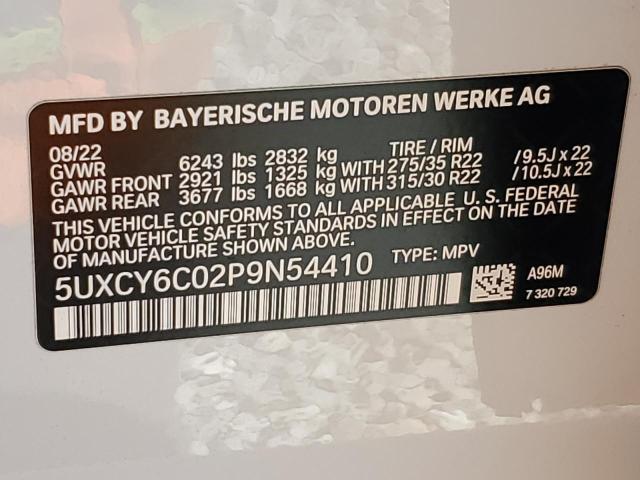 2023 BMW X6 XDRIVE4 5UXCY6C02P9N54410
