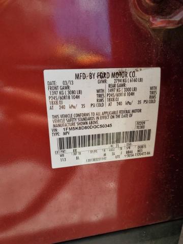 2013 FORD EXPLORER X - 1FM5K8D80DGC50345