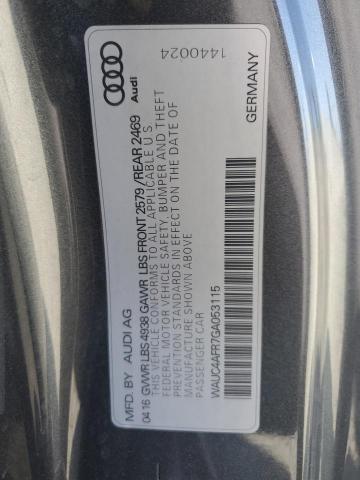 2016 AUDI S5 PREMIUM WAUC4AFR7GA053115