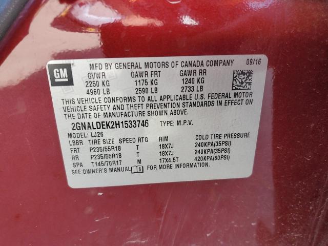 2017 CHEVROLET EQUINOX PR - 2GNALDEK2H1533746
