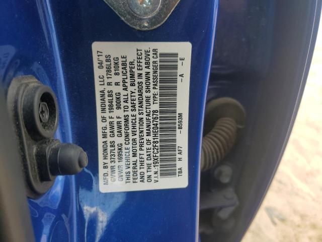 2017 HONDA CIVIC EX - 19XFC2F81HE047678