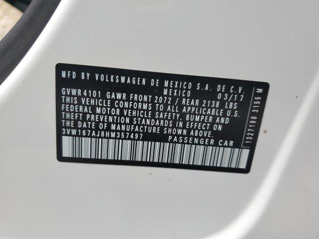 2017 VOLKSWAGEN JETTA S 3VW167AJ8HM357497