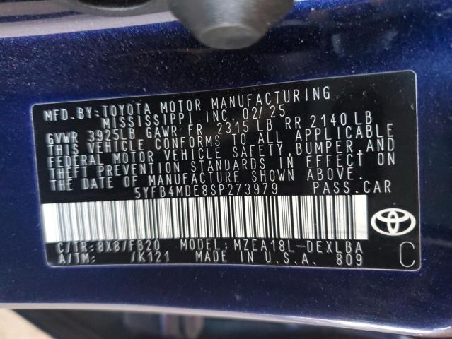 2025 TOYOTA COROLLA LE 5YFB4MDE8SP273979