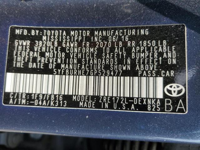 2016 TOYOTA COROLLA L - 5YFBURHE7GP529477