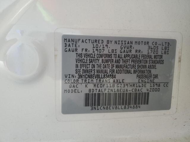 2020 NISSAN VERSA SV 3N1CN8EV8LL834884